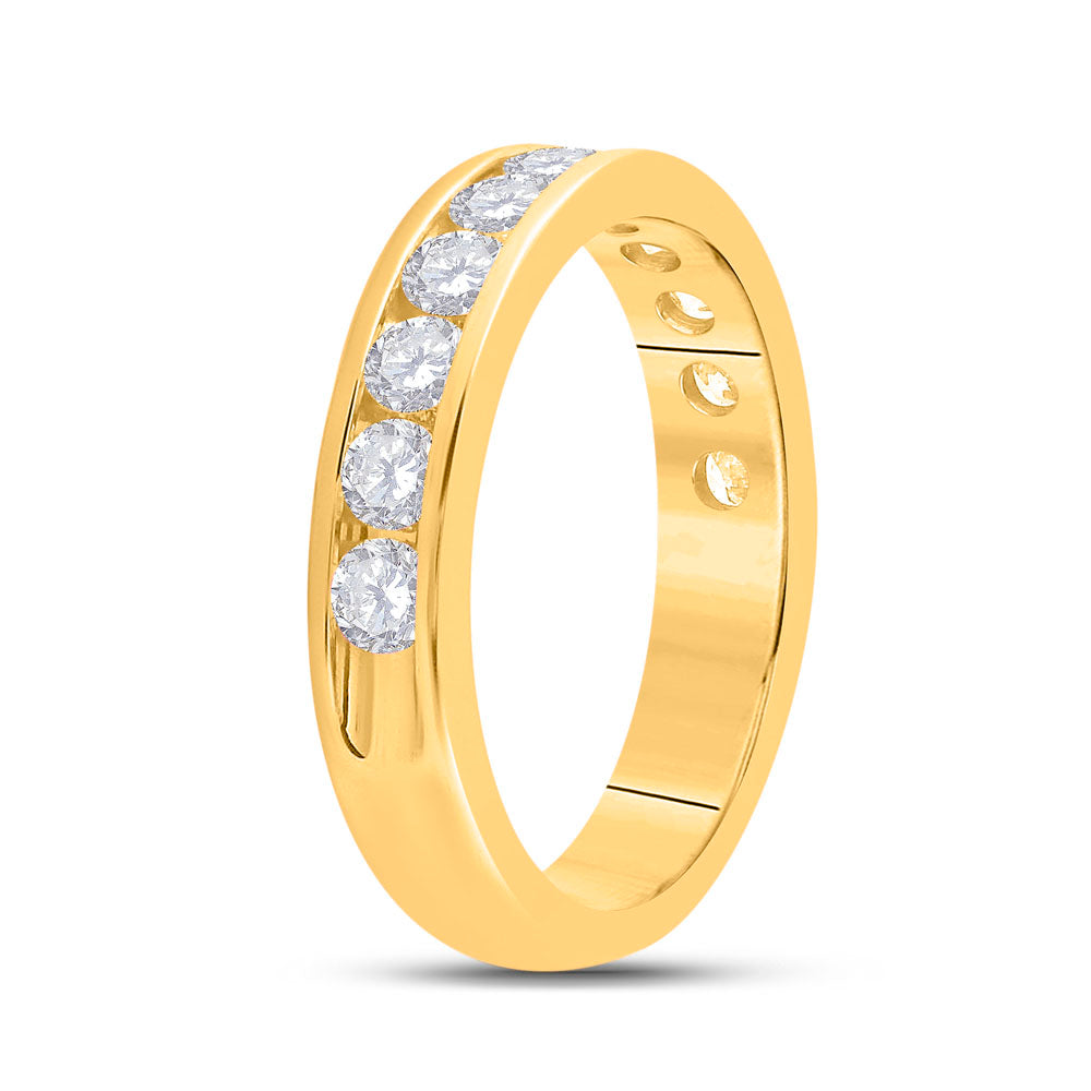 14kt Yellow Gold Womens Machine Set Round Diamond Wedding Band 1.00 Cttw