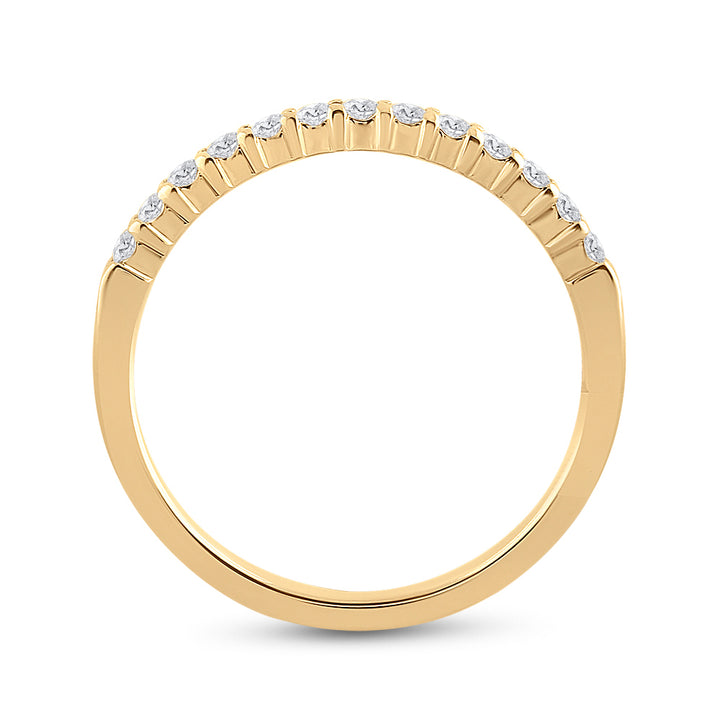 14kt Yellow Gold Womens Machine Set Round Diamond Wedding Band 1/4 Cttw