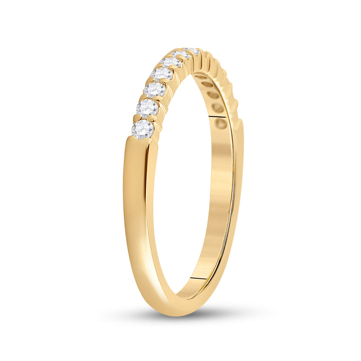 14kt Yellow Gold Womens Machine Set Round Diamond Wedding Band 1/4 Cttw