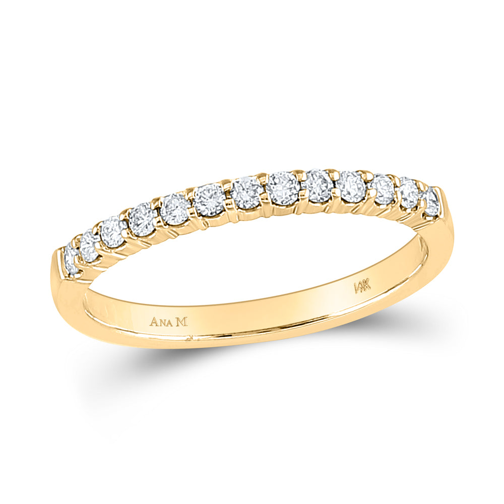 14kt Yellow Gold Womens Machine Set Round Diamond Wedding Band 1/4 Cttw