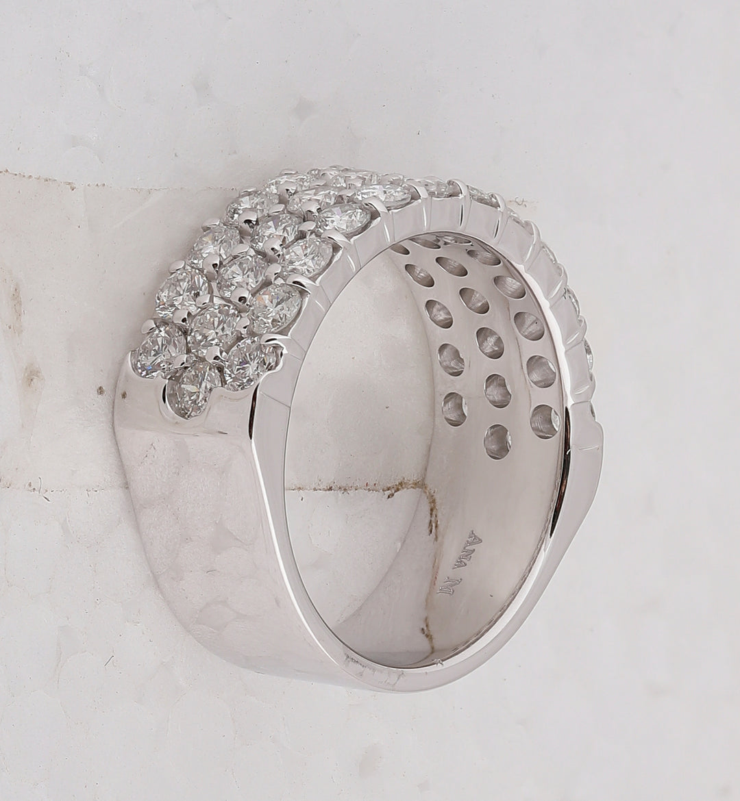 14kt White Gold Womens Round Pave-set Diamond Triple Row Wedding Band 2.00 Cttw