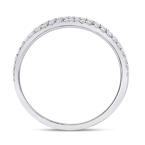 14kt White Gold Womens Round Diamond Double Row Comfort Wedding Band 1/4 Cttw