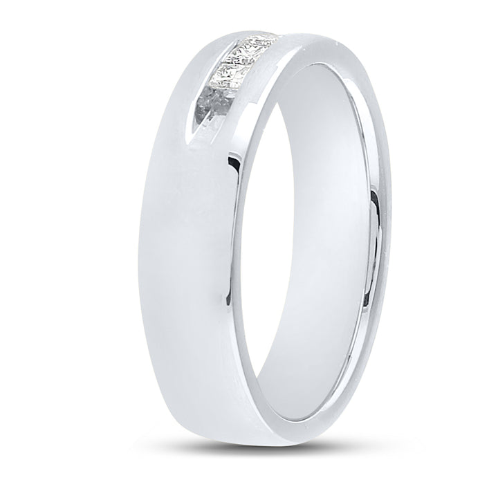 14kt White Gold Mens Princess Diamond Single Row Channel-set Wedding Band 1/2 Cttw