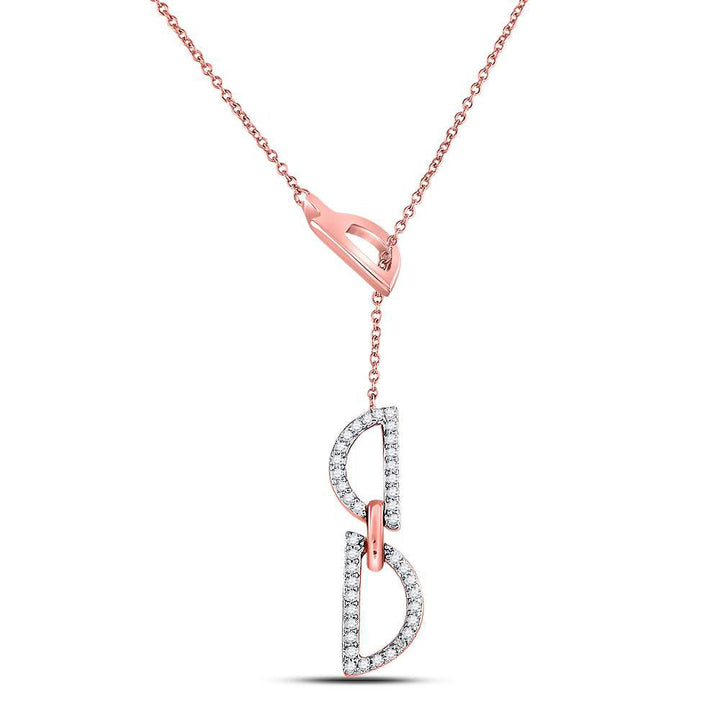 14kt Rose Gold Womens Round Diamond Geometric Fashion Necklace 1/6 Cttw