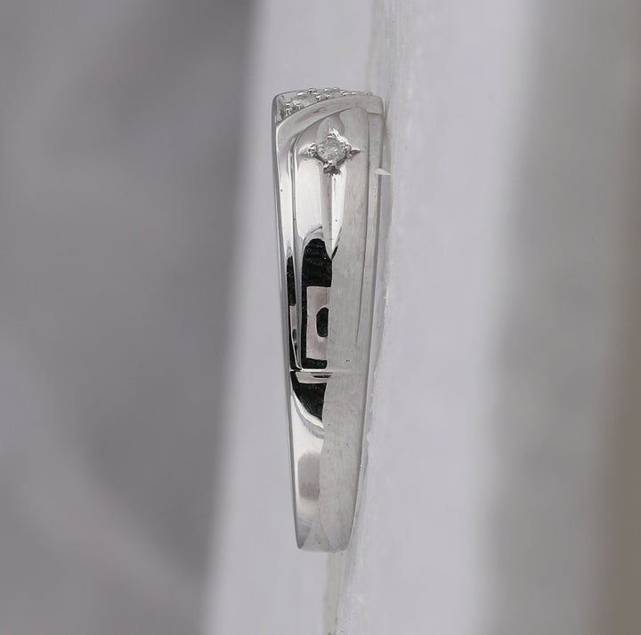 10kt White Gold His & Hers Round Diamond Solitaire Cross Matching Bridal Wedding Ring Band Set 1/6 Cttw