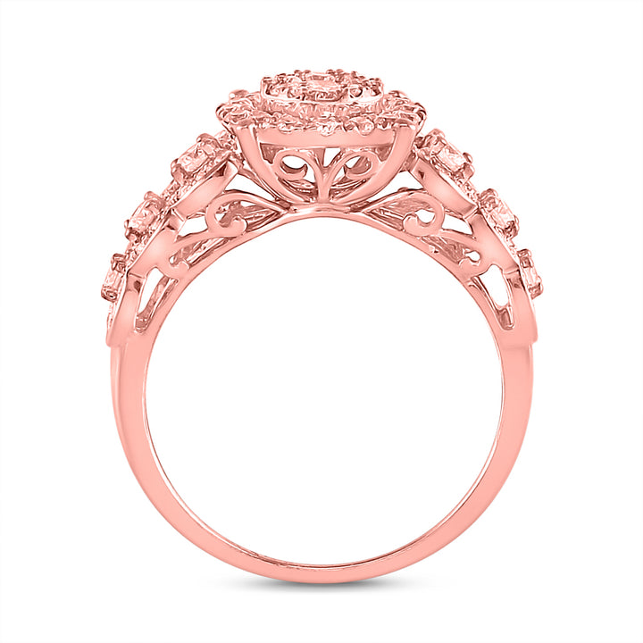 14kt Rose Gold Womens Round Diamond Bridal Wedding Engagement Ring Band Set 1.00 Cttw