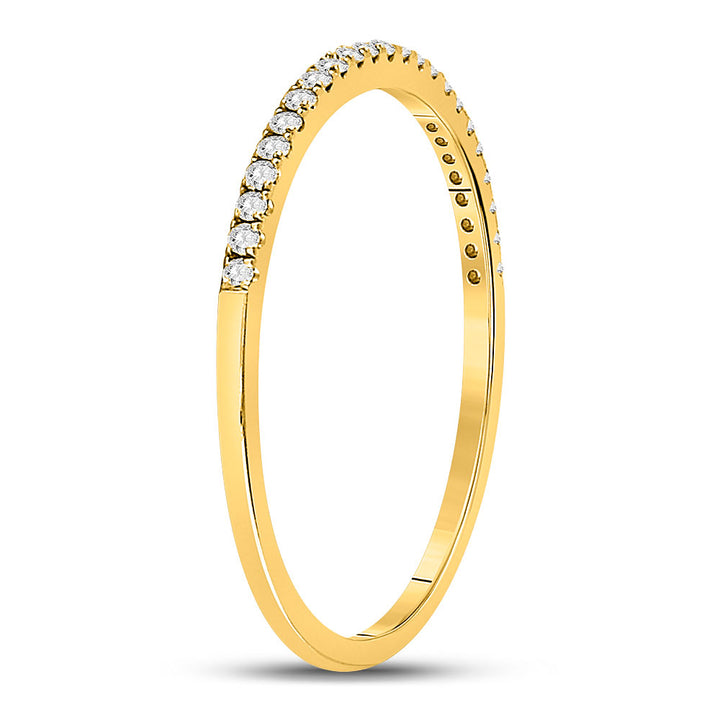 10kt Yellow Gold Womens Round Diamond Timeless Stackable Band Ring 1/8 Cttw