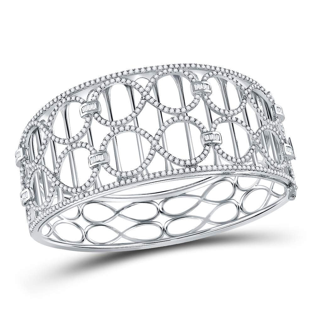 14kt White Gold Women's Diamond Fashion Cocktail Bracelet 4 ctw - view 2