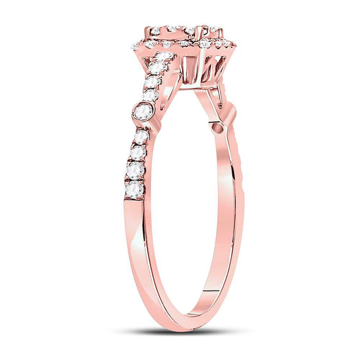 14kt Rose Gold Womens Round Diamond Square Cluster Bridal Wedding Engagement Ring 1/2 Cttw