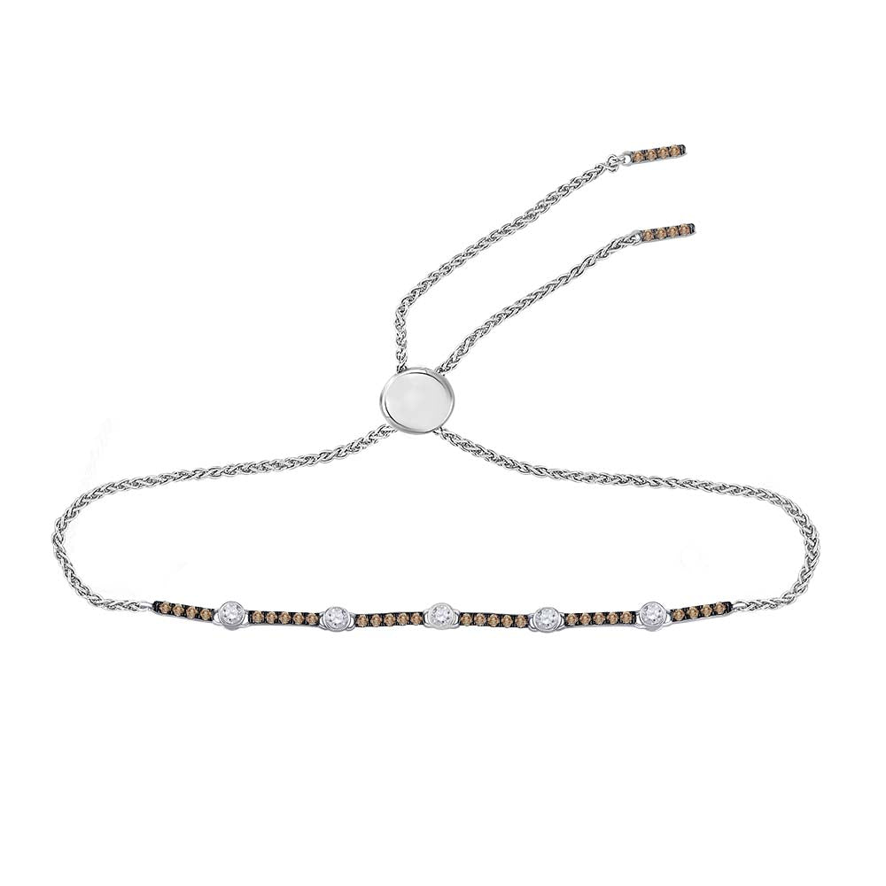 14kt Yellow Gold Women's Brown Diamond Bracelet 1/2 ctw