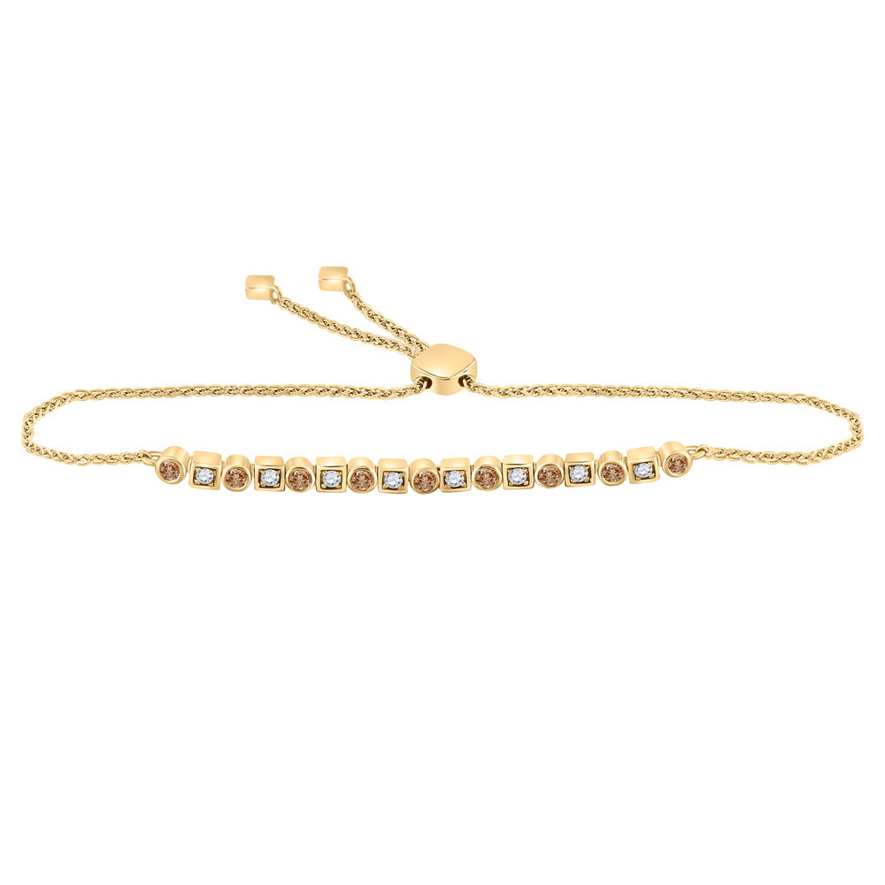 14kt Yellow Gold Women's Brown Diamond Bracelet 1/2 ctw