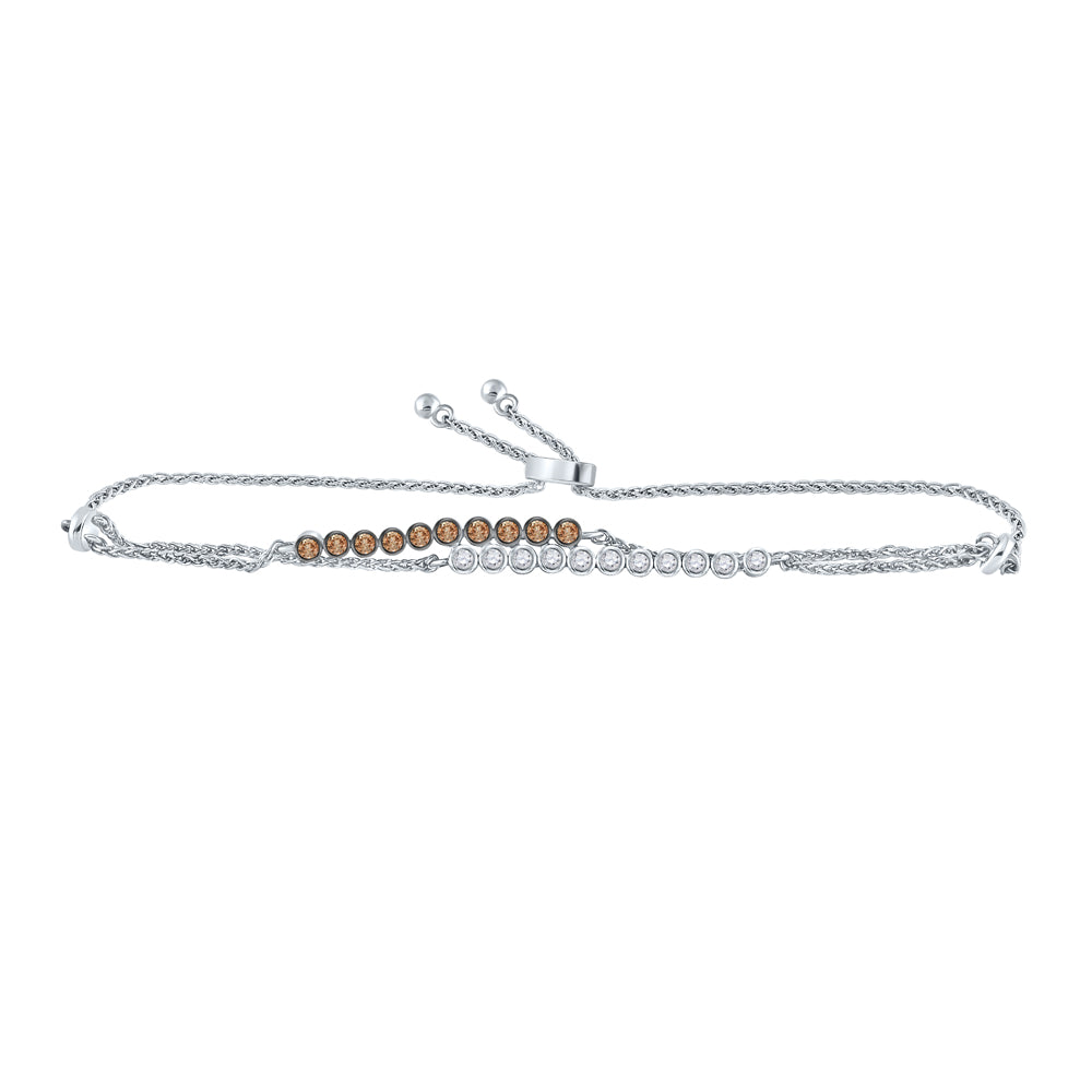 14kt White Gold Women's Brown Diamond Bracelet 1/2 ctw