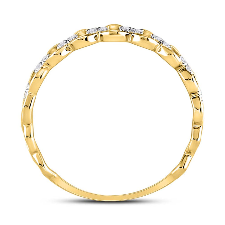 10kt Yellow Gold Womens Round Diamond Link Stackable Band Ring 1/8 Cttw