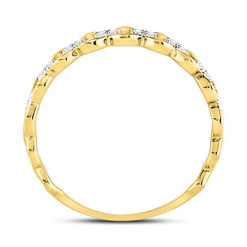 10kt Yellow Gold Womens Round Diamond Link Stackable Band Ring 1/8 Cttw