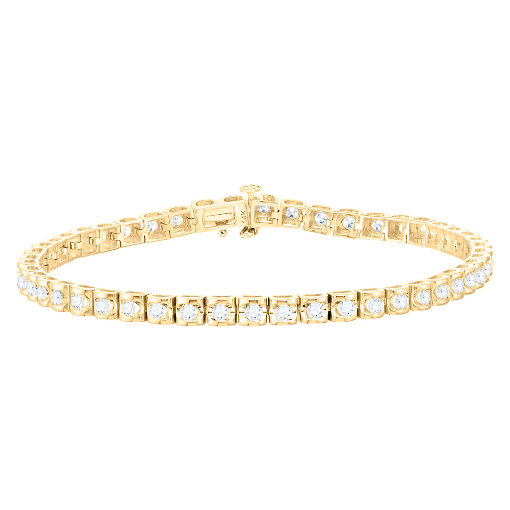 14kt Yellow Gold Women's Diamond Studded Tennis Bracelet 3 ctw