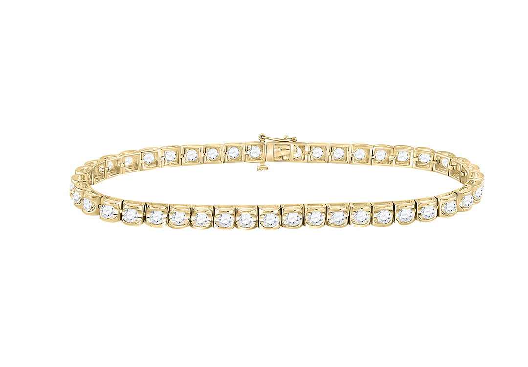 14kt Yellow Gold Women's Diamond Studded Tennis Bracelet 2 ctw