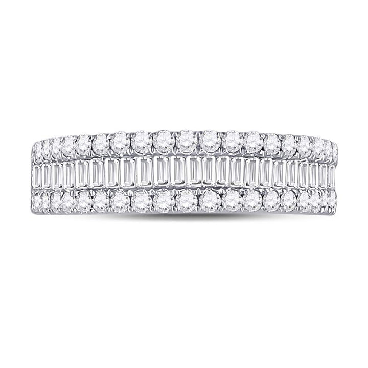 14kt White Gold Womens Baguette Diamond Anniversary Band Ring 7/8 Cttw