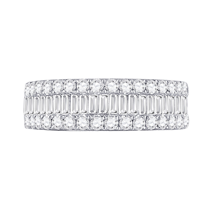 14kt White Gold Womens Baguette Diamond Anniversary Band Ring 1-1/2 Cttw