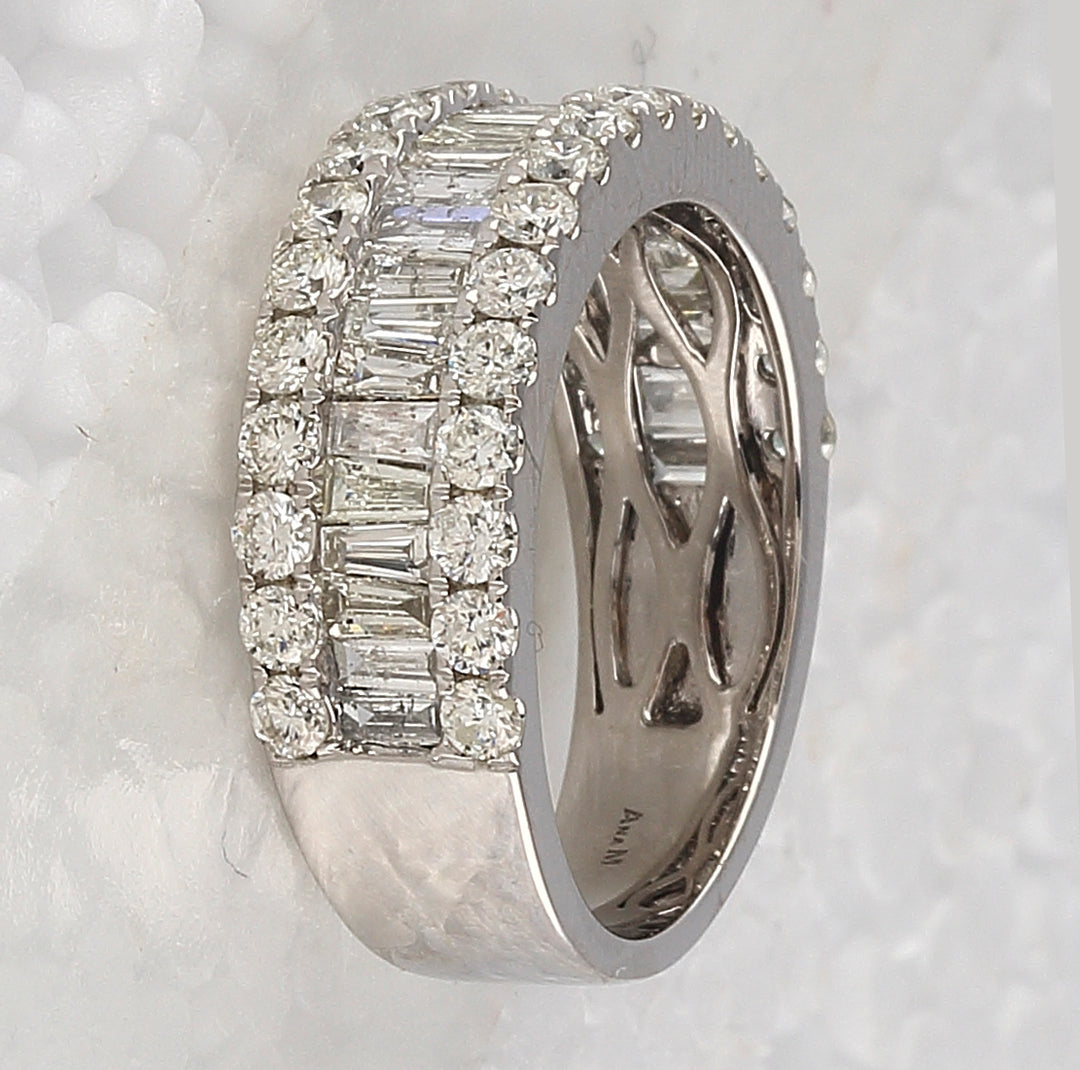 14kt White Gold Womens Baguette Diamond Cocktail Anniversary Ring 2.00 Cttw