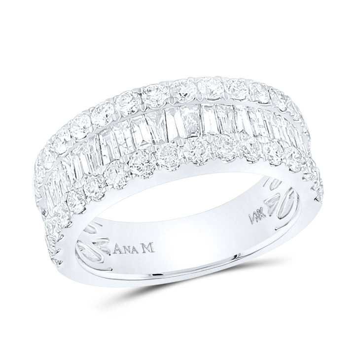 14kt White Gold Womens Baguette Diamond Cocktail Anniversary Ring 2.00 Cttw