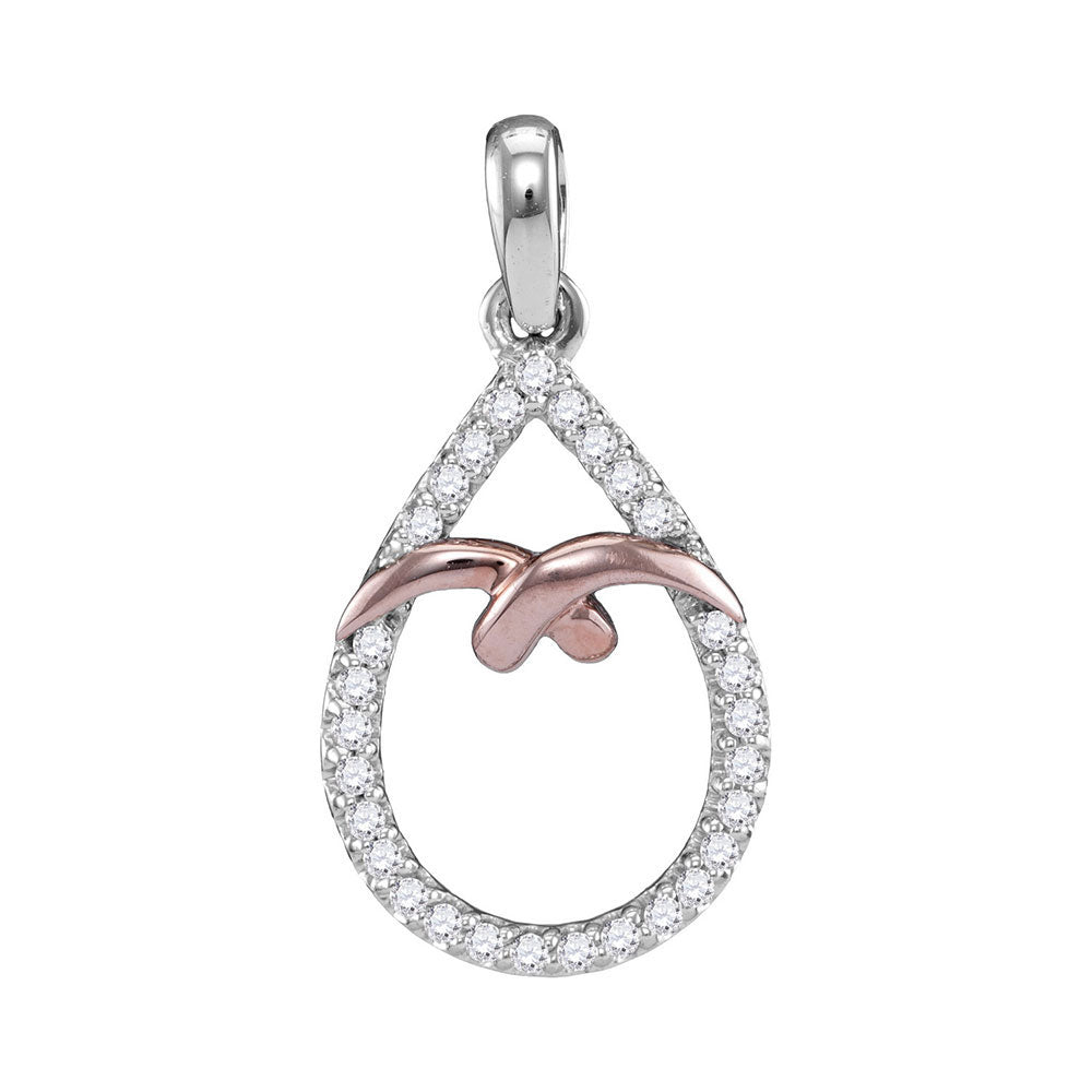 10kt Two-tone Gold Women's Diamond Pendant 1/6 ctw