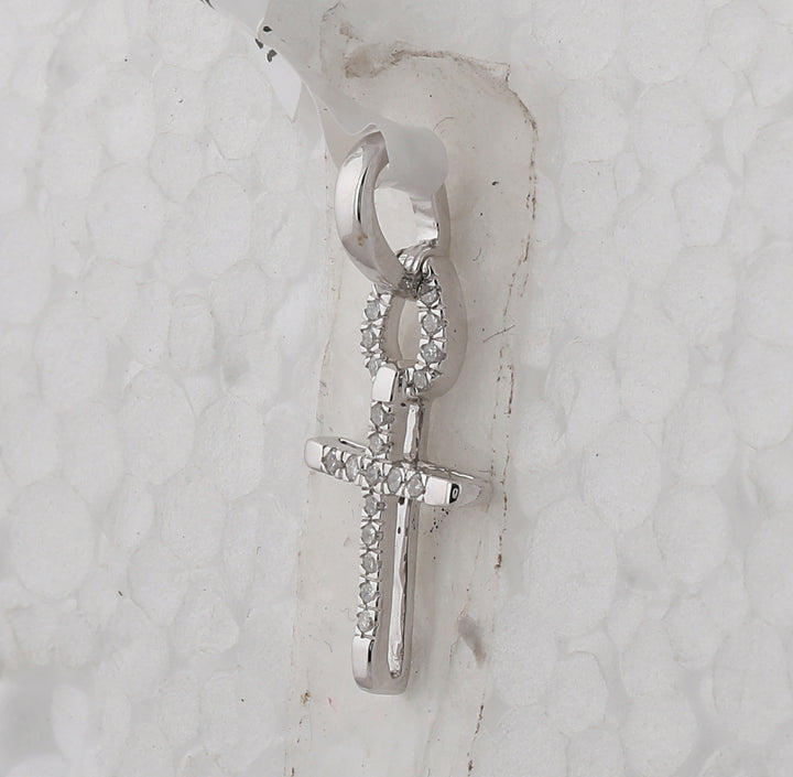 10kt White Gold Women's Diamond Small Roman Cross Religious Pendant 1/10 ctw - view 2