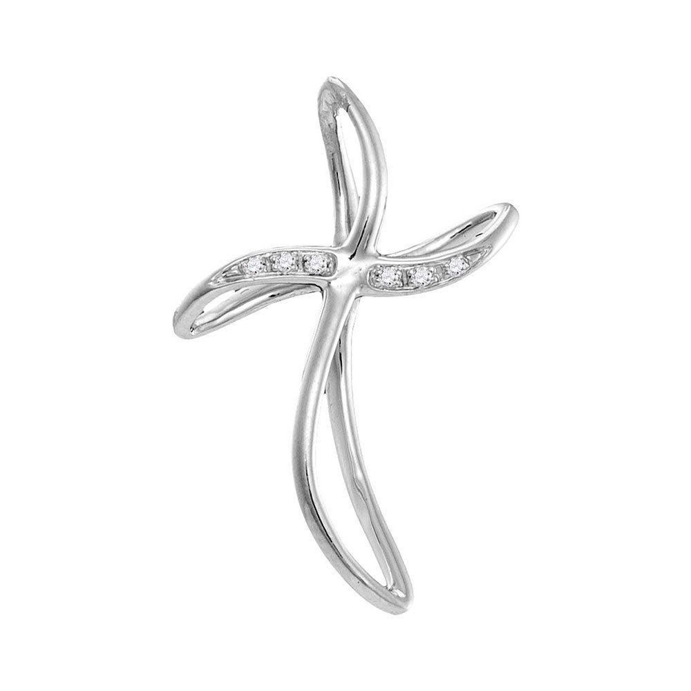 10kt White Gold Women's Diamond Cross Religious Pendant .02 ctw
