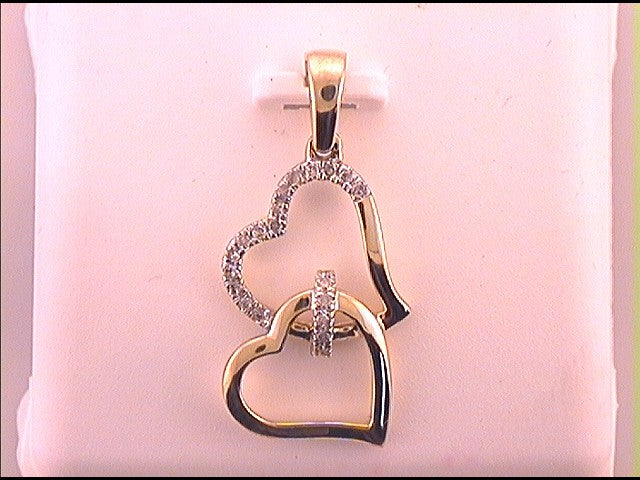10kt Yellow Gold Women's Diamond Heart Pendant 1/10 ctw