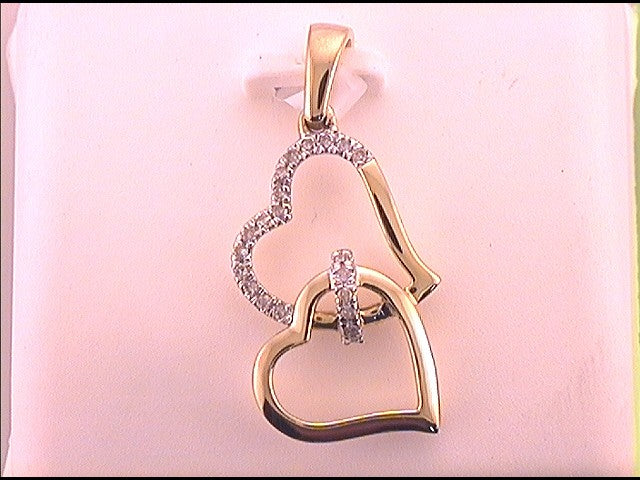 10kt Yellow Gold Women's Diamond Heart Pendant 1/10 ctw - view 2