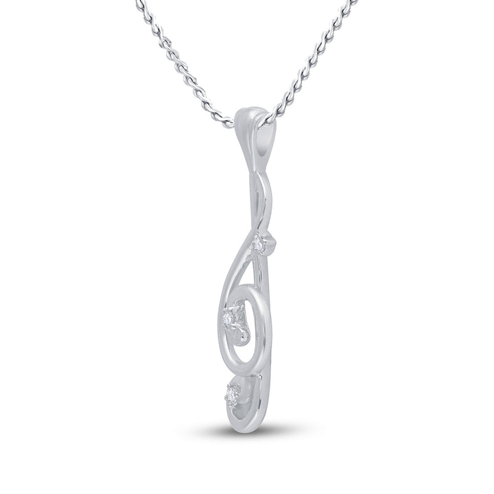 10kt White Gold Women's Diamond Treble Clef Music Note Pendant 1/20 ctw