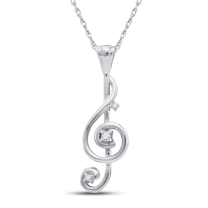 10kt White Gold Women's Diamond Treble Clef Music Note Pendant 1/20 ctw - view 2
