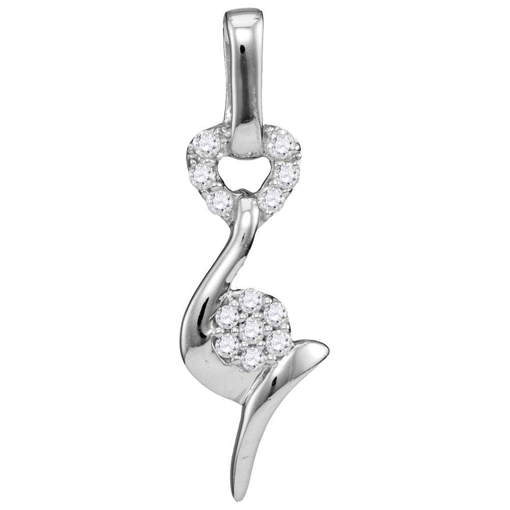 10kt White Gold Women's Round Diamond Fashion Pendant 1/12 ctw