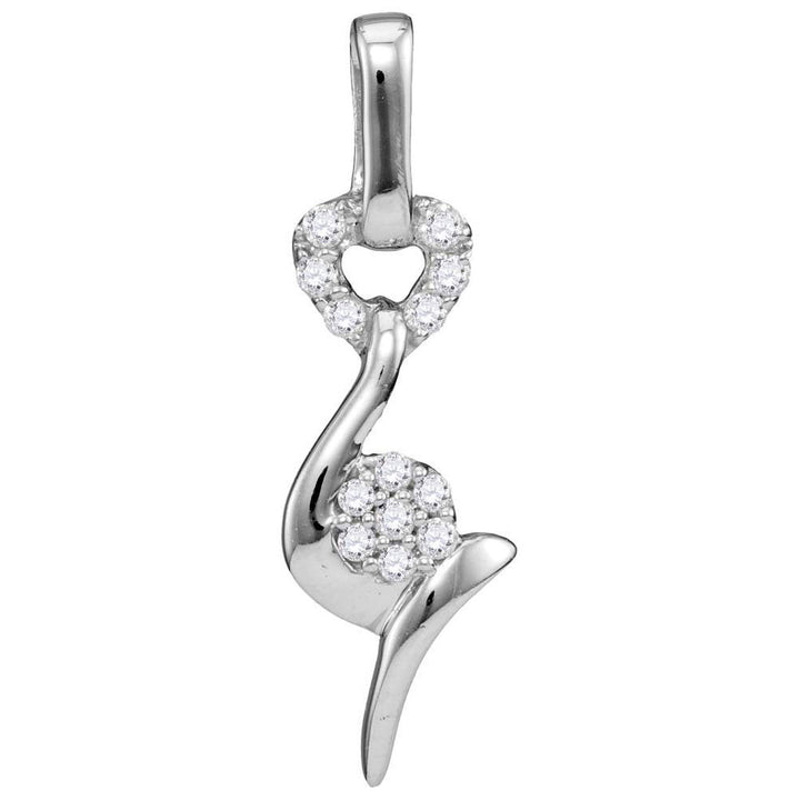 10kt White Gold Women's Round Diamond Fashion Pendant 1/12 ctw
