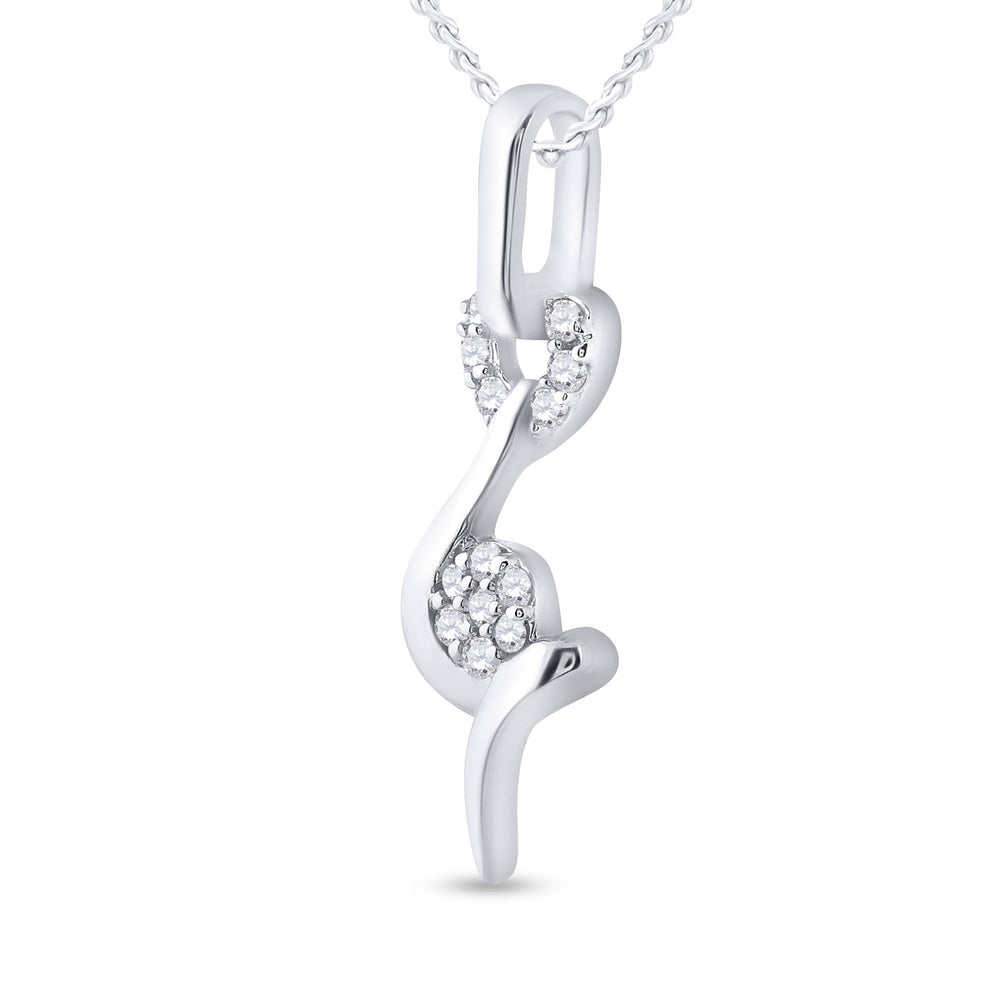 10kt White Gold Women's Round Diamond Fashion Pendant 1/12 ctw - view 2