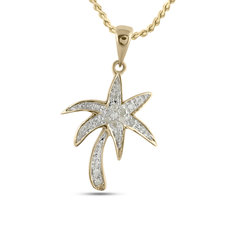 10kt Yellow Gold Women's Diamond Palm Tree Nautical Pendant 1/10 ctw - view 2