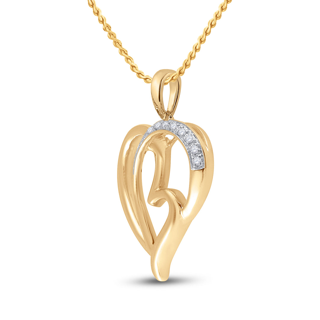 Yellow-tone Sterling Women's Diamond Heart Pendant 1/20 ctw