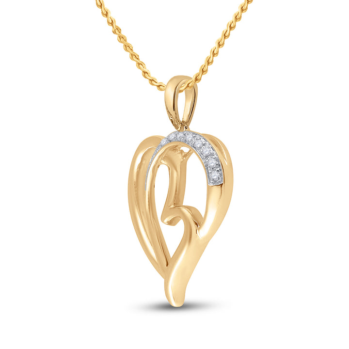 Yellow-tone Sterling Women's Diamond Heart Pendant 1/20 ctw