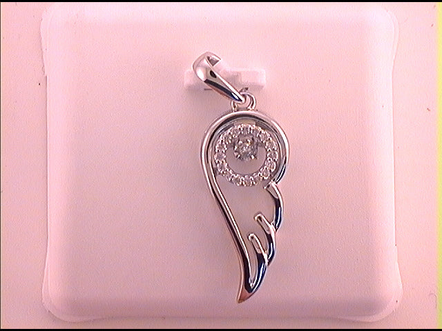 10kt White Gold Women's Diamond Pendant 1/10 ctw