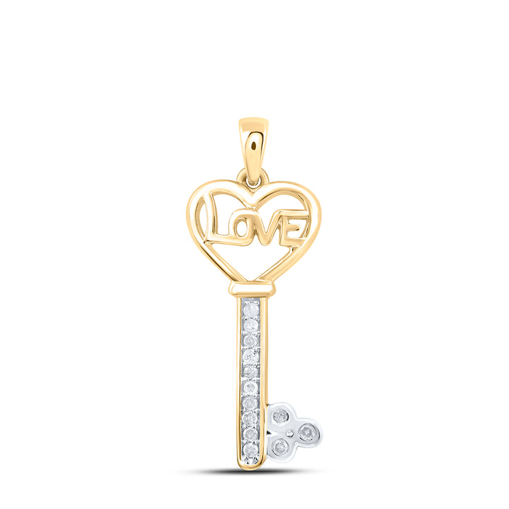 Yellow-tone Sterling Women's Diamond Pendant 1/10 ctw - view 2