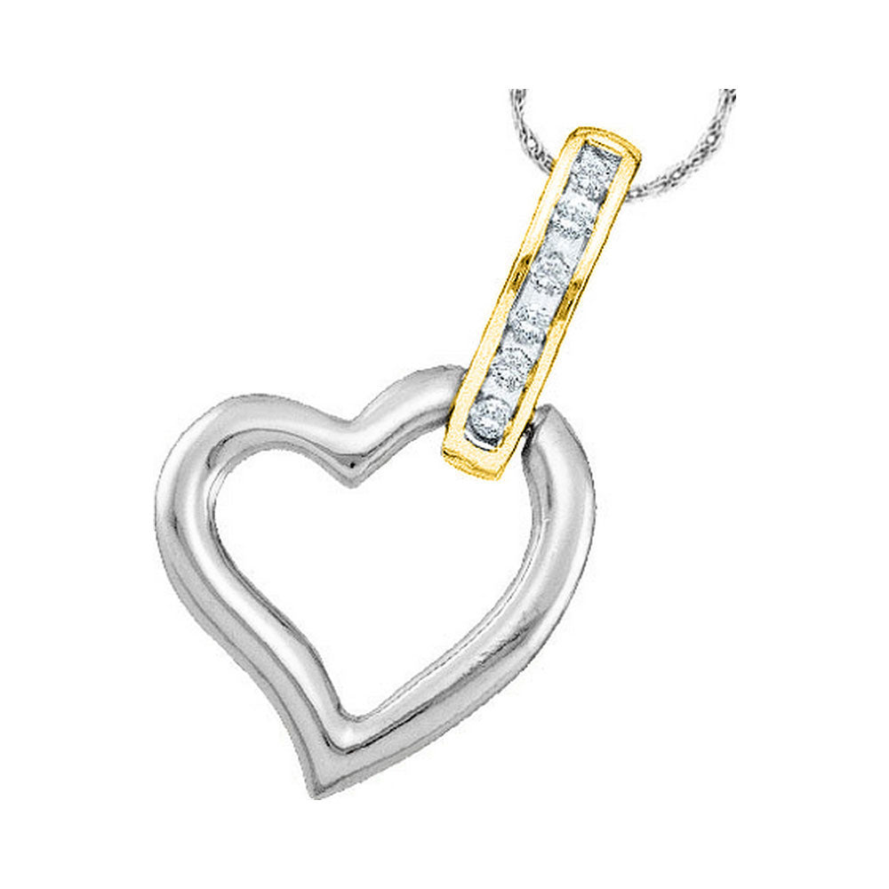 10kt White Two-tone Gold Women's Diamond Heart Pendant 1/12 ctw