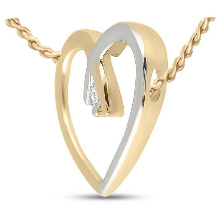 10kt Two-tone Yellow Gold Women's Diamond Solitaire Heart Pendant .03 ctw