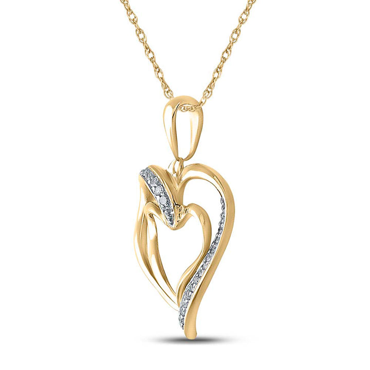 Yellow-tone Sterling Women's Diamond Micro-Pave Heart Pendant 1/10 ctw