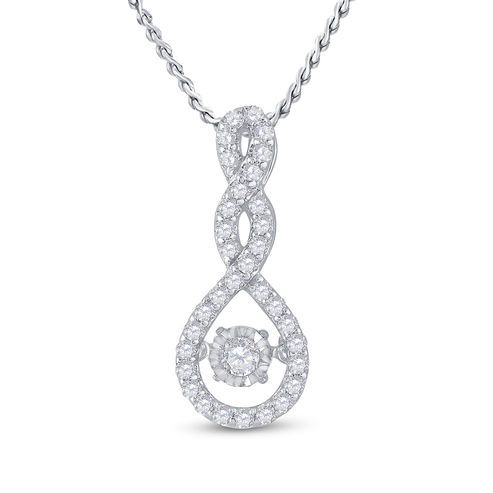 10kt White Gold Women's Diamond Moving Teardrop Pendant 1/3 ctw - view 2