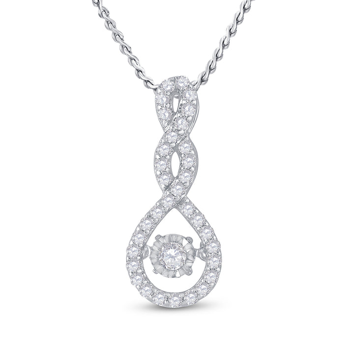 10kt White Gold Women's Diamond Moving Teardrop Pendant 1/3 ctw - view 2