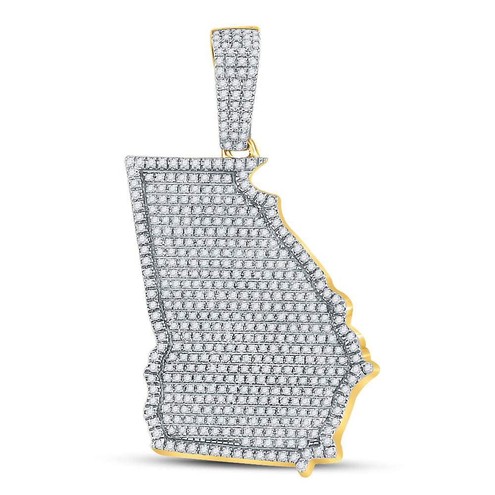 10kt Yellow Gold Men's Diamond State of Georgia Charm Pendant 3/4 ctw