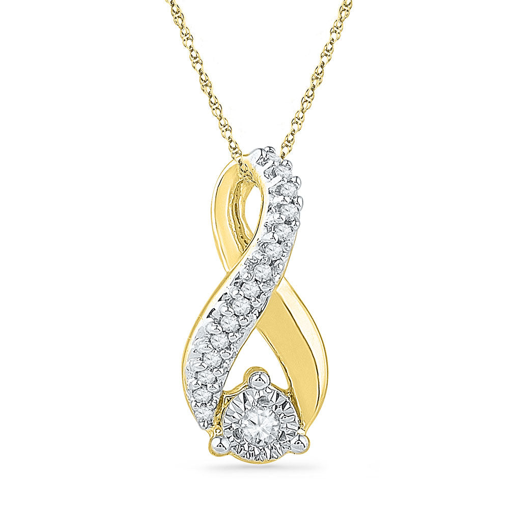 10kt Yellow Gold Women's Diamond Vertical Infinity Pendant 1/10 ctw