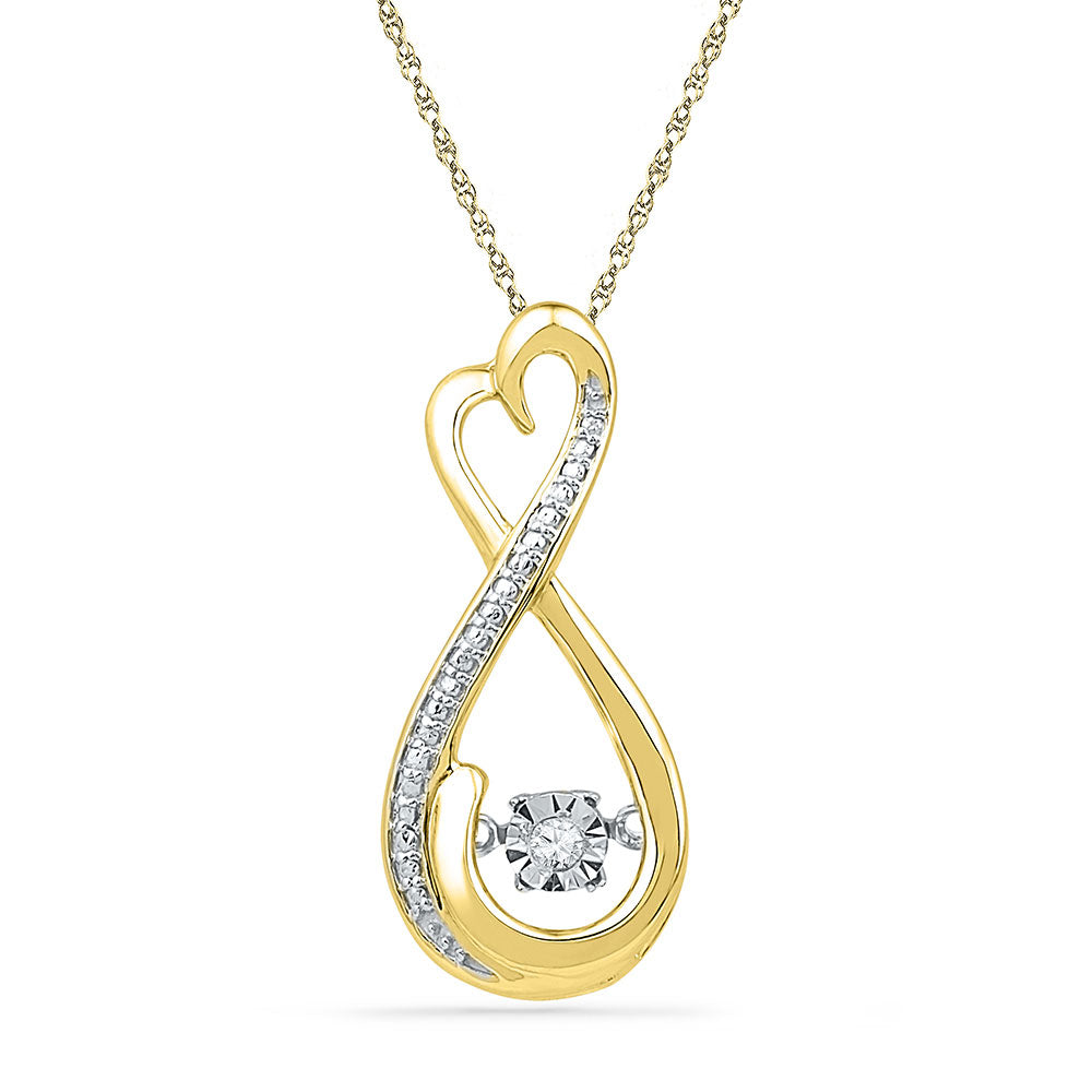 10kt Yellow Gold Women's Diamond Infinity Moving Twinkle Pendant .03 ctw