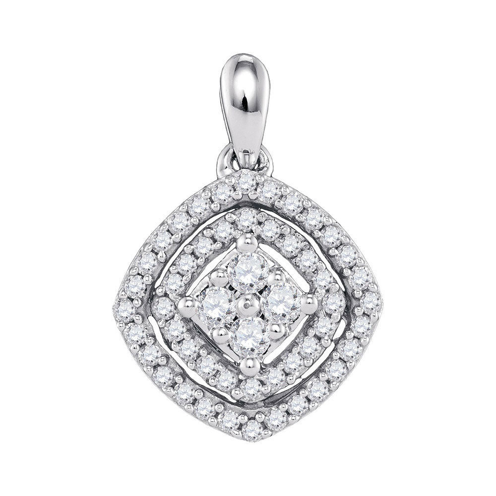 10kt White Gold Women's Diamond Pendant 1/2 ctw
