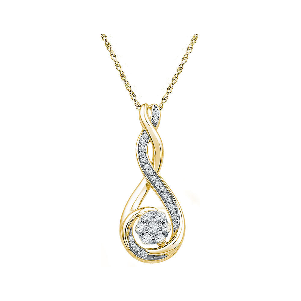 10kt Yellow Gold Women's Diamond Cradled Cluster Pendant 1/4 ctw