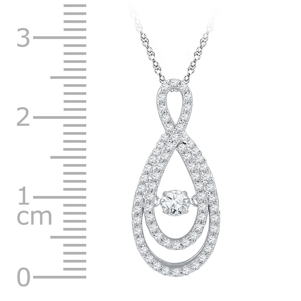 10kt White Gold Women's Diamond Moving Twinkle Solitaire Teardrop Pendant 3/4 ctw